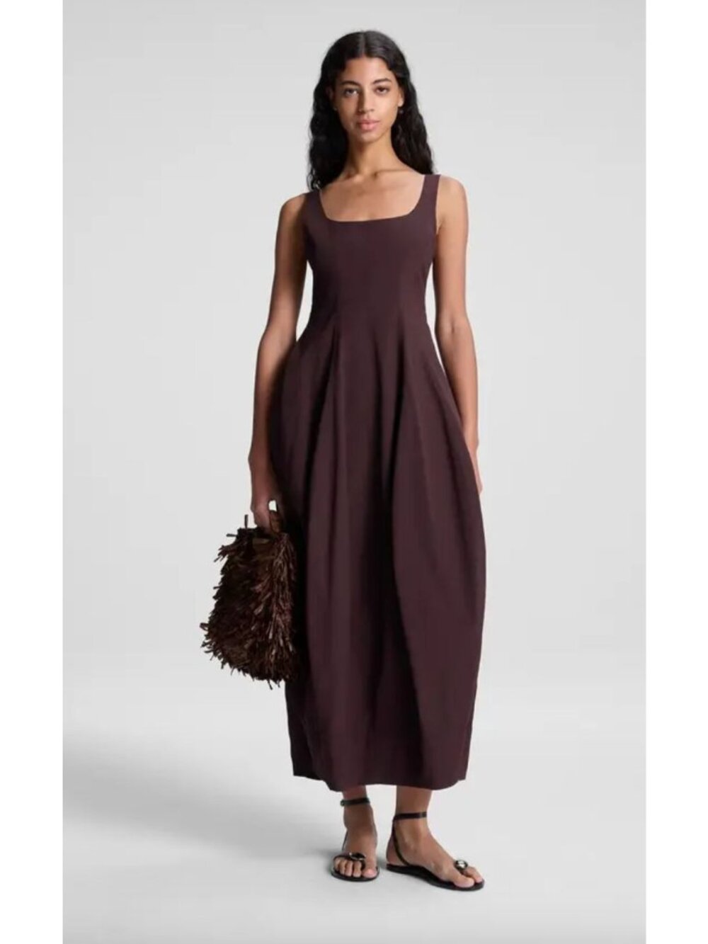 A.L.C. $595 Veda Dress Cotton Poplin Dress Size 4 in Ganache Brown NWT Summer